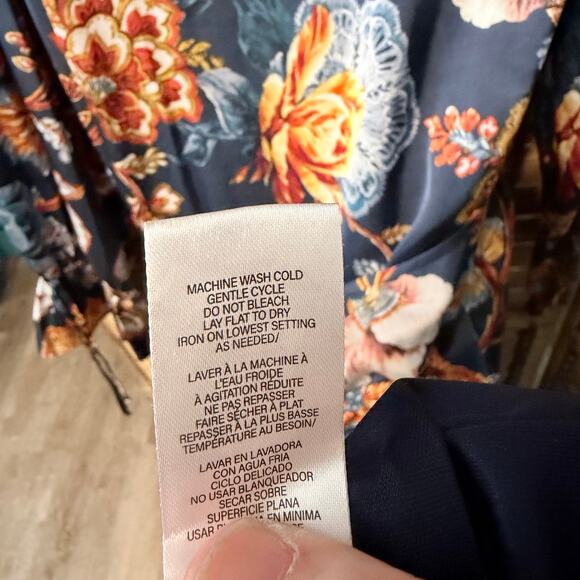 Julia Jordan Navy Floral Midi Dress Satin Finish Tie Waist plus Size 16 modest - Picture 5 of 9